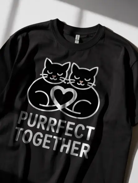 Purrfect Together Cat Heart Shirt – Romantic Gift for Couples - Image 2