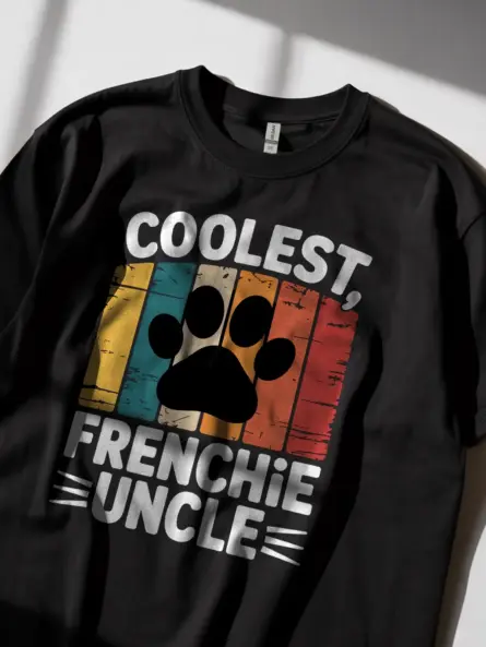 Coolest Frenchie Uncle T-Shirt – Retro Dog Gift for Him - Image 2