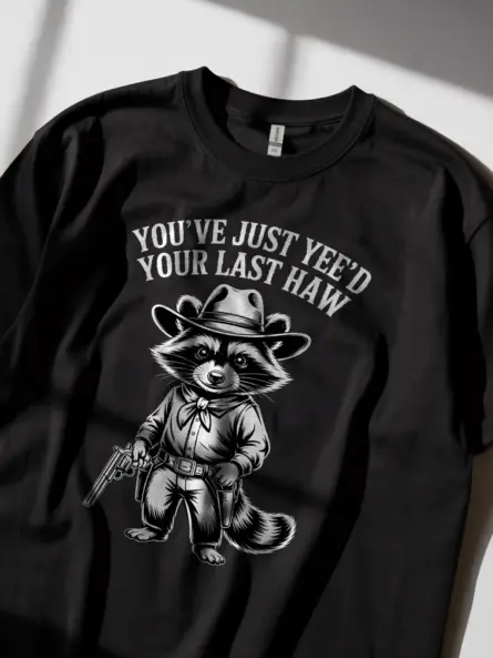 Cowboy Raccoon T-Shirt – You've Just Yee'd Your Last Haw Vintage Tee - Image 2
