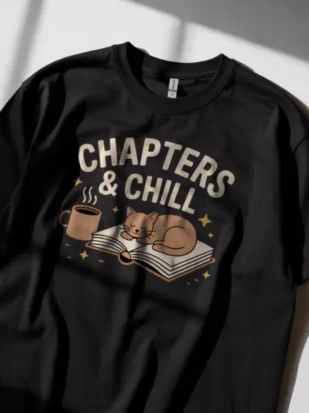 Cozy Reading T-Shirt – Chapters and Chill Cat Lover Tee - Image 2
