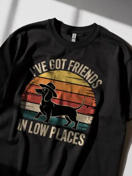 Dachshund Cowboy Shirt – Retro Sunset Western Dog Tee - Image 2