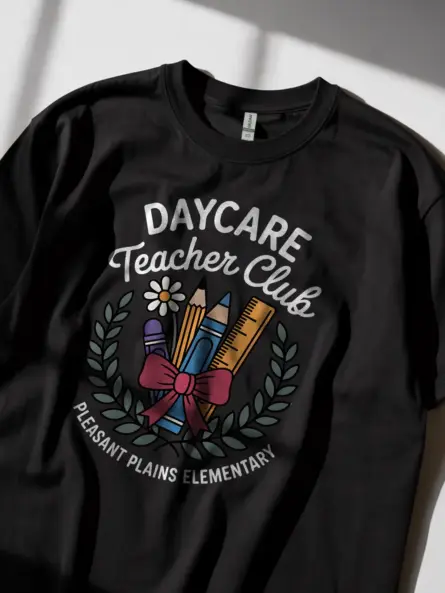 Daycare Teacher Shirt – Cute Club Spirit Laurel Wreath Tee - Image 2