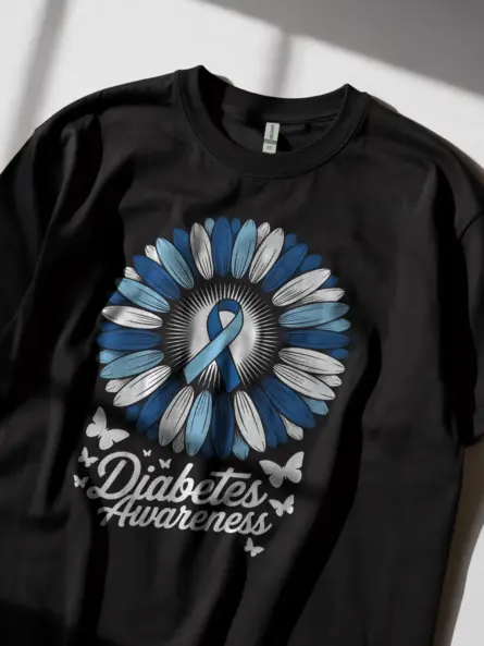 Diabetes Sunflower Shirt – Symbolic Blue Ribbon Awareness Tee - Image 2