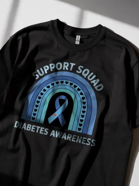 Diabetes Support T Shirt – Support Squad Rainbow Awareness Tee - Image 2