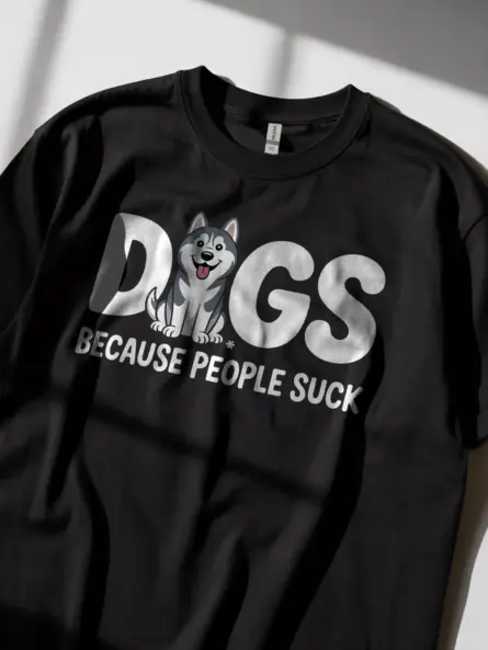 Edgy Dogs Because People Suck Shirt – Funny Husky Meme Tee - Image 4