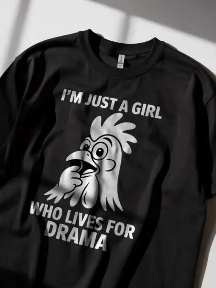 Funny Drama Queen T-Shirt – Bold Rooster Meme Design - Image 2