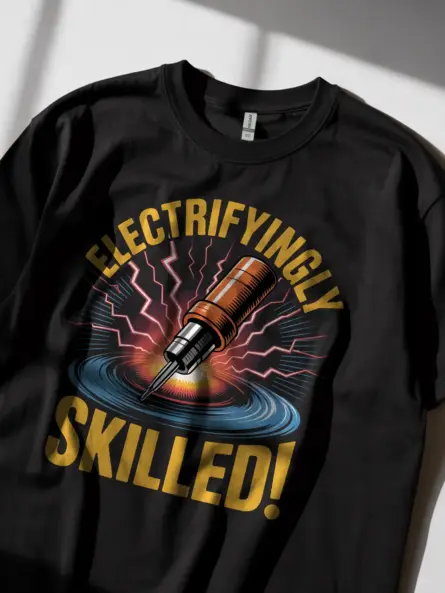 Electrifyingly Skilled Electrician Skills T-Shirt - Image 3