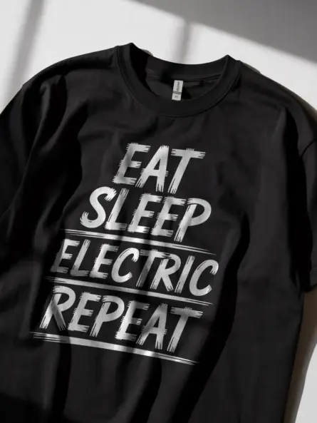 Eat Sleep Electric Repeat Electrician Slogan T-Shirt - Image 3