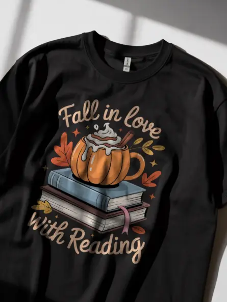 Fall Reading Shirt – Cozy Fall in Love with Reading Book Lover Tee - Image 2