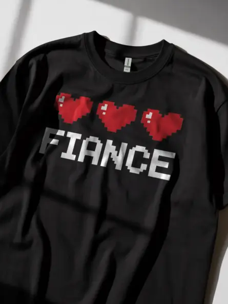 Cute Pixel Heart Fiancé T-Shirt - Image 5