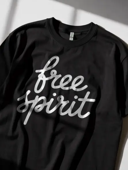 Modern Free Spirit T-Shirt – Minimalist Script Boho Vibes - Image 2