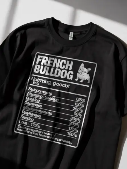 French Bulldog Nutrition Facts Shirt – Hilarious Dog Lover Tee - Image 2