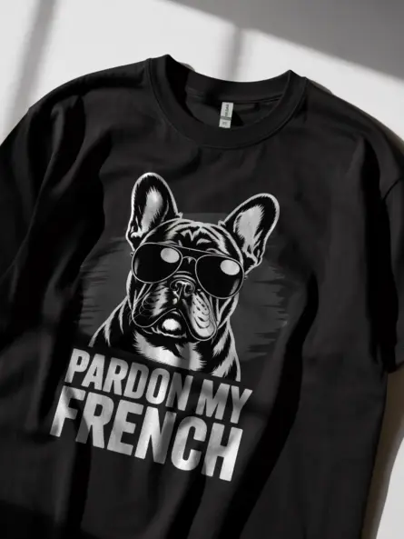 French Bulldog T-Shirt – Bold “Pardon My French” Grunge Dog Tee - Image 2