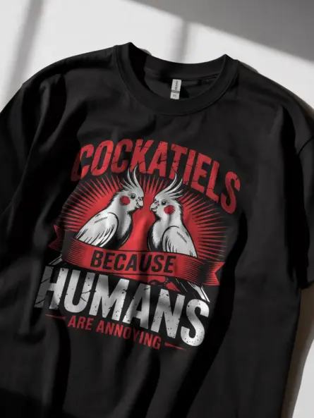 Funny Cockatiel T-Shirt – Sarcastic Bird Tee for Introverts & Parrot Lovers - Image 2