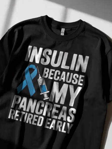 Funny Diabetes T Shirt – Bold Pancreas Retired Early Tee - Image 2