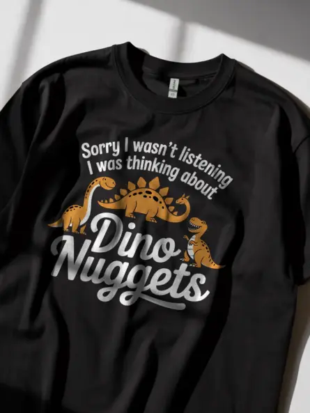 Hilarious Dino Nuggets Graphic Tee – Funny Dinosaur Nugget T-Shirt - Image 2