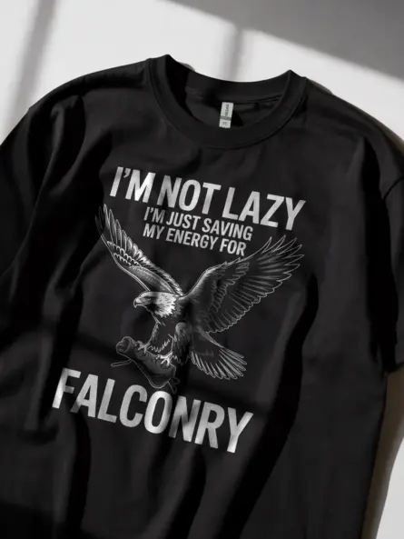 Funny Falconry Shirt for Falconers – Not Lazy Just Saving Energy Tee - Image 5