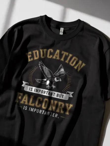 Funny Falconry T-Shirt – Education Is Importanter Graphic Tee - Image 8