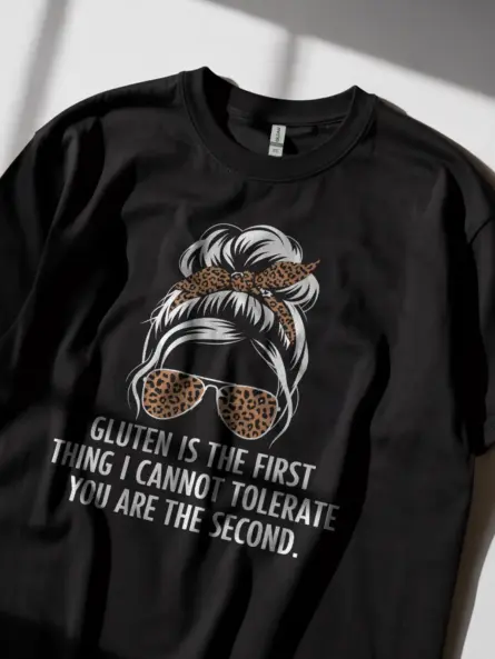 Funny Gluten Shirt – Bold Sarcastic Tee with Leopard Print Style - Image 8