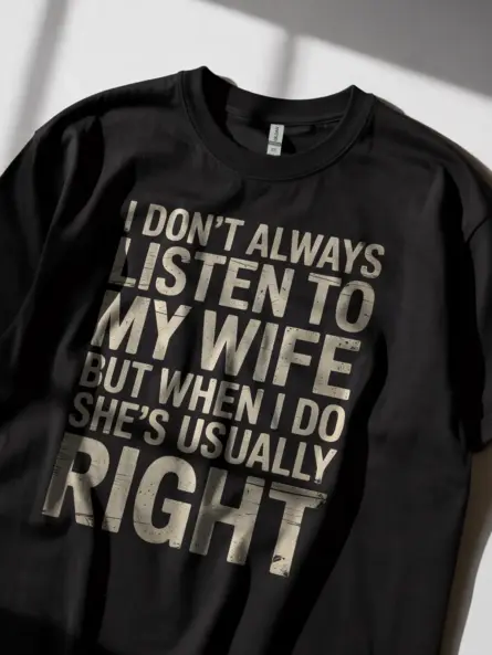 Funny Husband T Shirt for Married Men – I Don’t Always Listen To My Wife Quote - Image 2