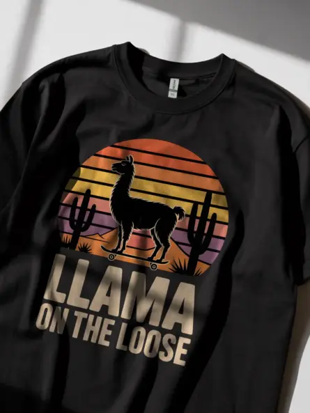 Funny Llama T-Shirt – “Llama on the Loose” Retro Humor Tee for Animal Lovers - Image 2