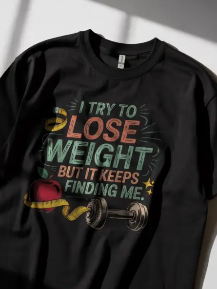 Funny Weight Loss T-Shirt for Women – I Try to Lose Weight but It Keeps Finding Me - Image 3