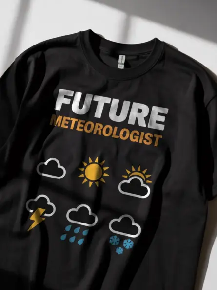 Unique Future Meteorologist T-Shirt with Weather Icons - Image 2