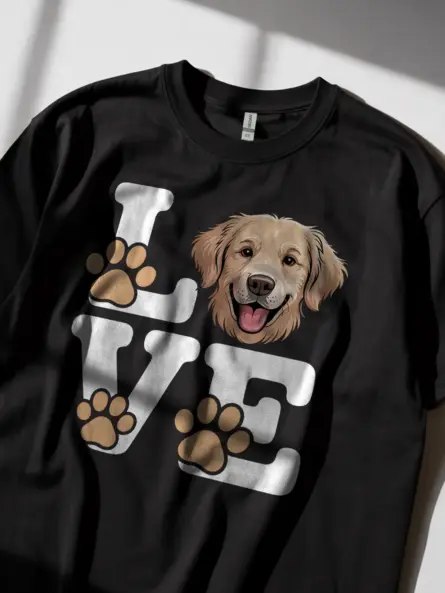 Golden Retriever Love Shirt – Adorable Minimalist Dog Lover Tee - Image 2