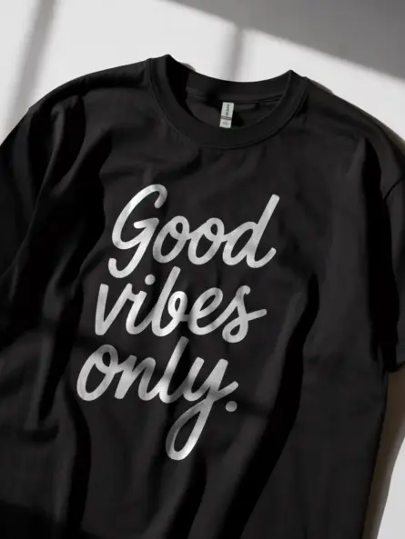 Good Vibes Only T-Shirt – Minimalist Yoga Era Affirmation Tee - Image 2