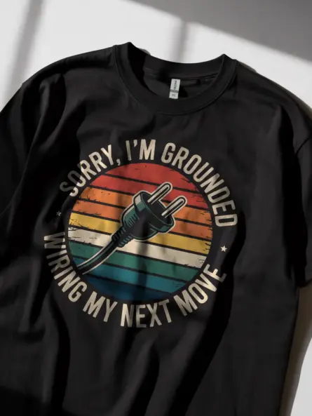 Grounded Electrician T-Shirt – Vintage Hard Hat Design - Image 3