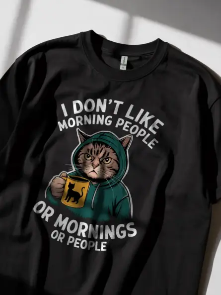 Grumpy Cat Morning People T-Shirt - Image 2