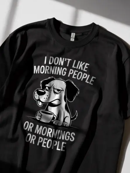 Grumpy Dog Coffee T-Shirt – Funny Anti-Morning Tee for Introverts - Image 2