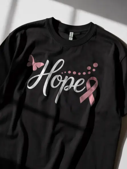 Hope Breast Cancer Shirt – Elegant Butterfly Ribbon Tee - Image 3