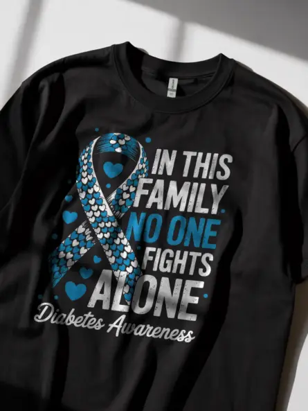 In This Family No One Fights Alone Diabetes Shirt – Bold Support Tee - Image 2