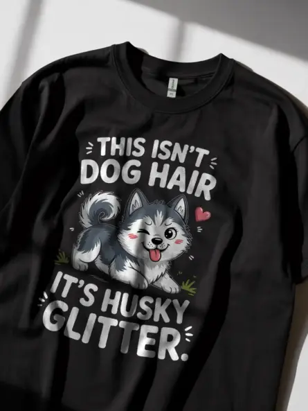 Husky Glitter Shirt – Cute Funny Dog Hair Tee for Husky Owners - Image 2