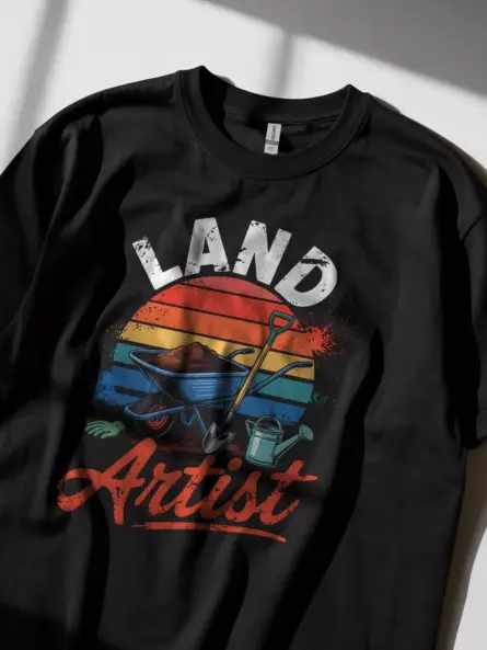 Bold Retro Land Artist T-Shirt for Gardeners - Image 2