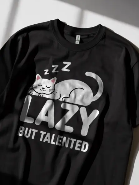 Lazy Cat Shirt – Funny & Minimalist Gift for Creative Students - Image 2