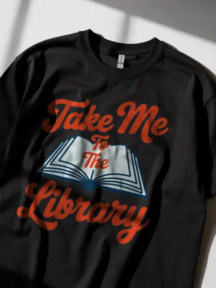 Retro Library Lover Shirt – Take Me to the Library Minimalist Tee - Image 2