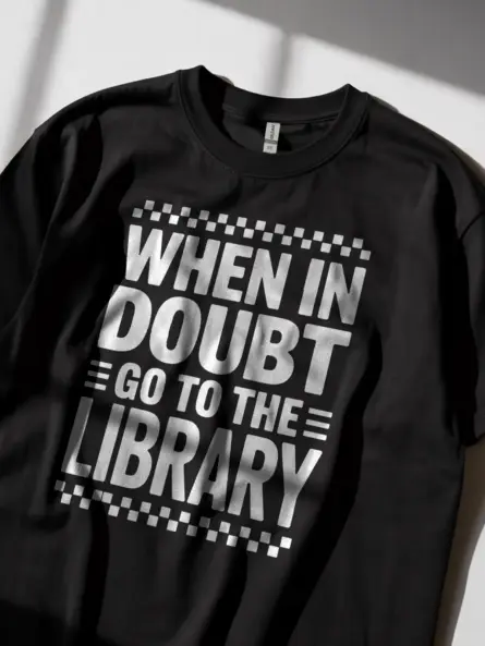Library Quote Shirt – Bold Retro When in Doubt Go to the Library Tee - Image 2