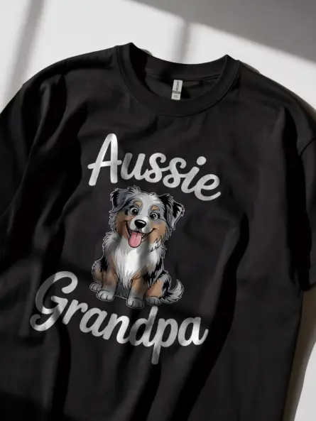 Cheerful Mini Aussie Mom Shirt – Aussie Grandpa Dog Tee - Image 3
