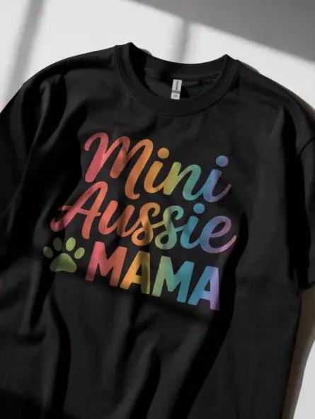 Mini Aussie Mom Shirt – Bold Rainbow Dog Mama Tee - Image 2