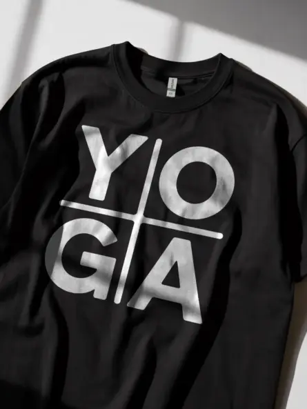 Minimalist Yoga Shirt – Bold Grid Logo Tee for Wellness Brands - Image 2