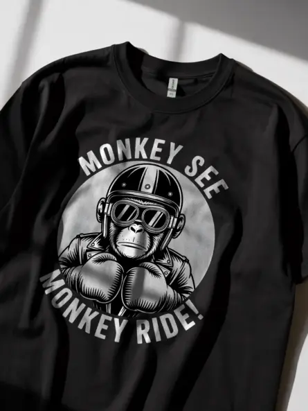Powerful Monkey Biker T-Shirt – Ride Wild in Gritty Style - Image 2