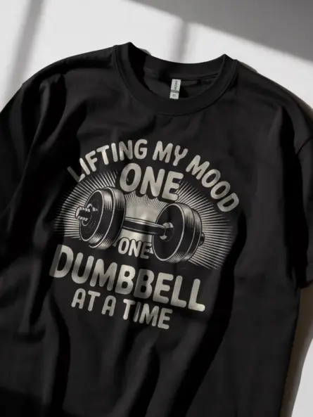 Motivational Dumbbell T-Shirt for Women | Retro Fitness Mental Health Tee - Image 2