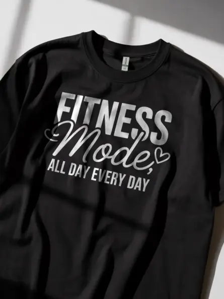 Motivational Workout T-Shirt for Women – Fitness Mode All Day Every Day - Image 2