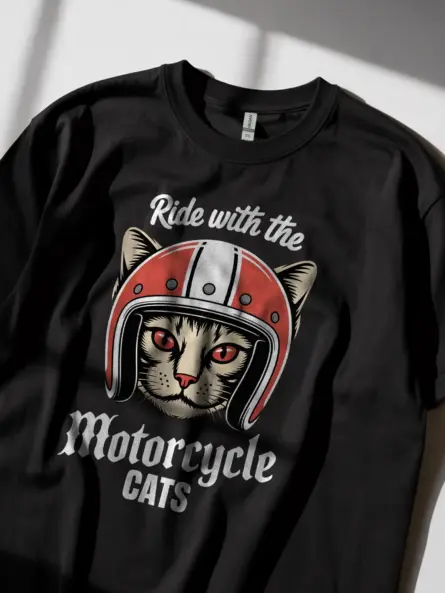Ride with the Motorcycle CATS – Funny Motorcycle Cat Shirt - Image 2