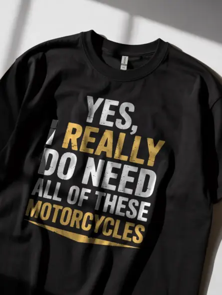 Bold Motorcycle Collector T Shirt with Vintage Humor Design - Image 2