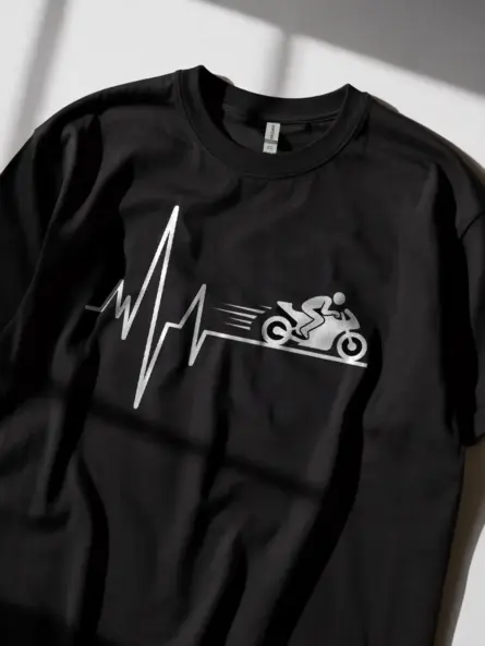 Heartbeat of a Rider – Motorcycle Heartbeat Shirt for Bikers & Nurses - Image 2