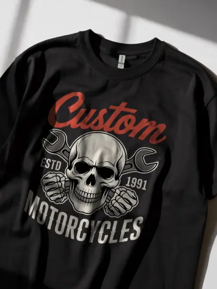 Bold Motorcycle Quote T-Shirt – Vintage Skull Wrench Garage Club Graphic - Image 2