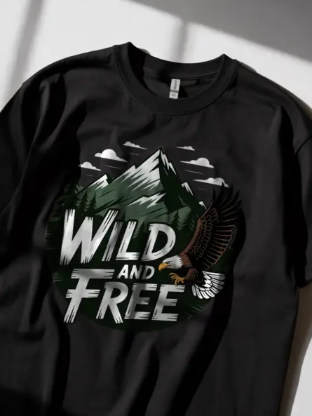 Wild and Free Mountain Adventure Eagle T-Shirt - Image 2